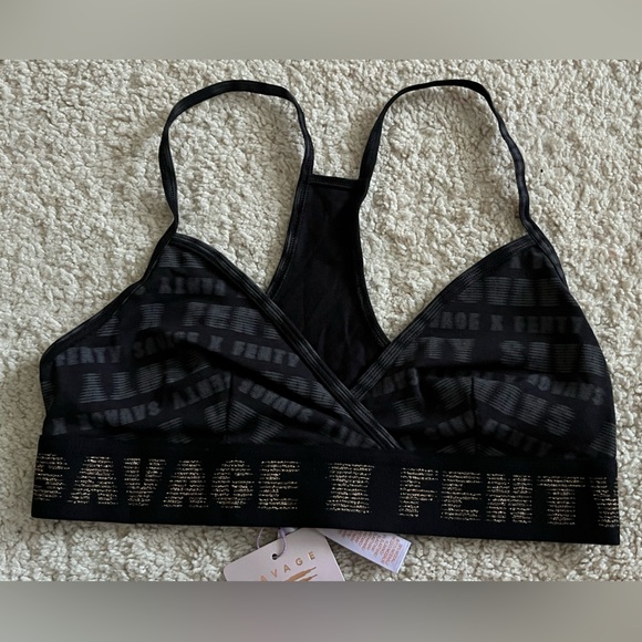 NWT Savage X Fenty Women's Forever Savage Bralette Skinny Racerback Black Print - Picture 6 of 10